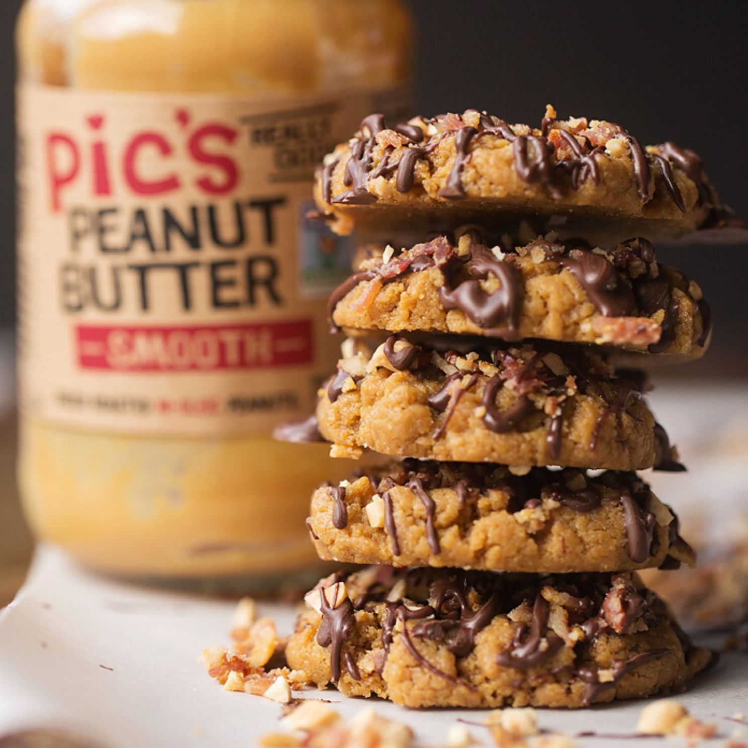Peanut Butter Chocolate Bacon Bit Cookies | Pic's Peanut Butter