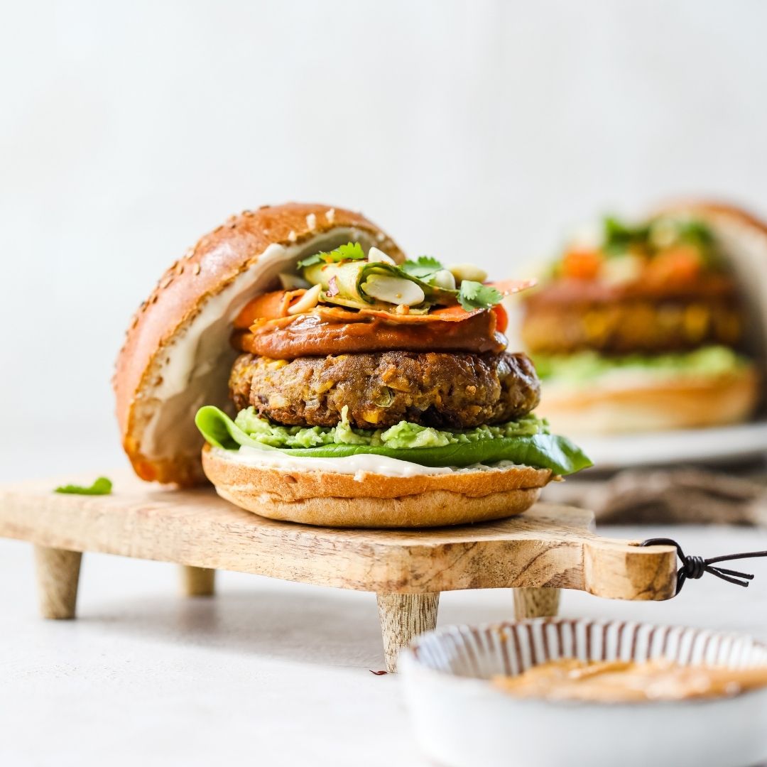 Pic's Peanut Butter — Veggie Burgers with Satay Sauce