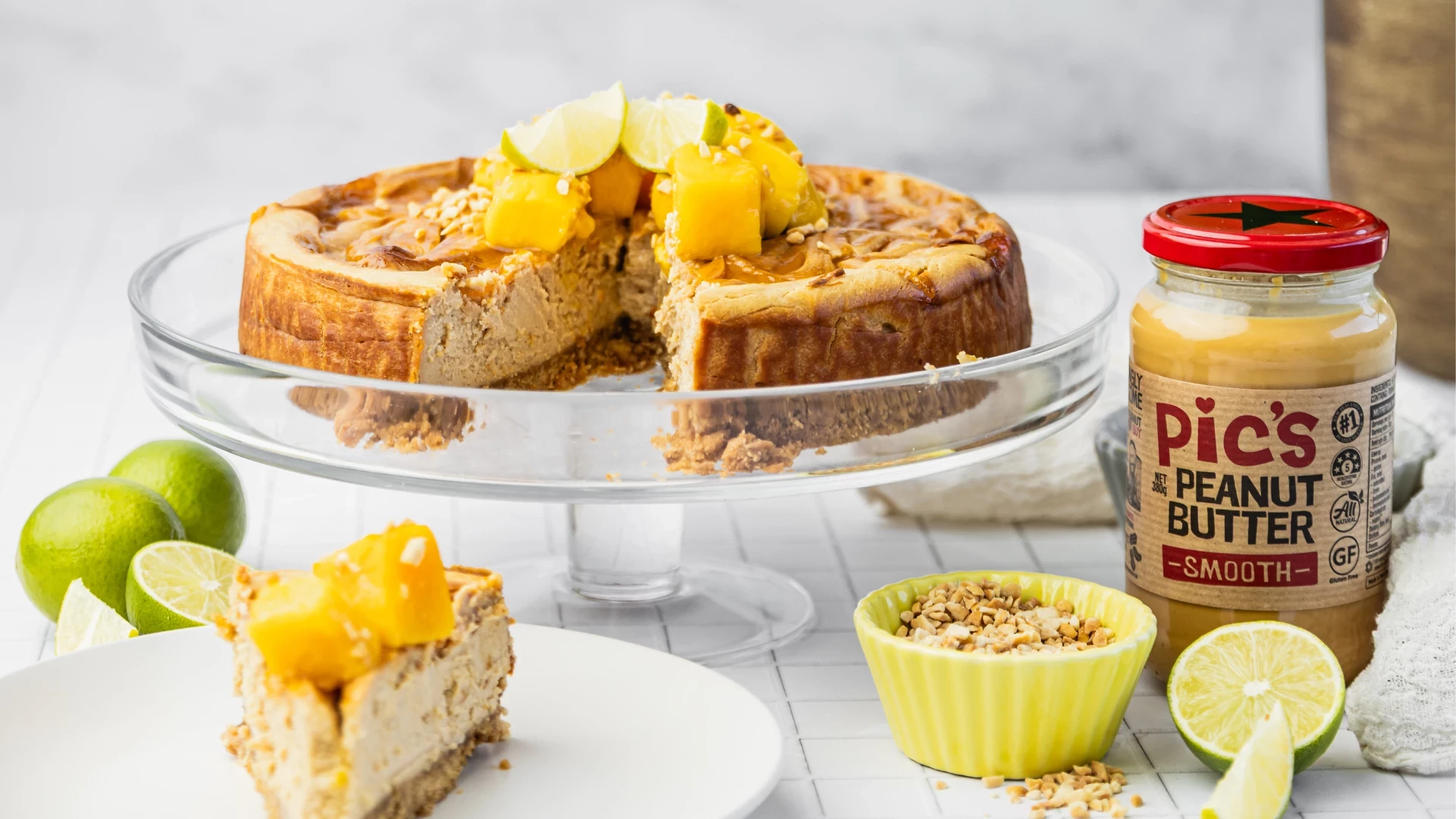 Peanut Butter &amp; Mango Swirl Cheesecake  | Pic's Peanut Butter