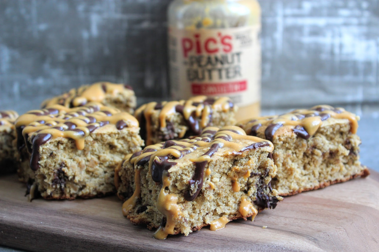 Peanut Butter & Chocolate Banana Blondies | Pic's Peanut Butter