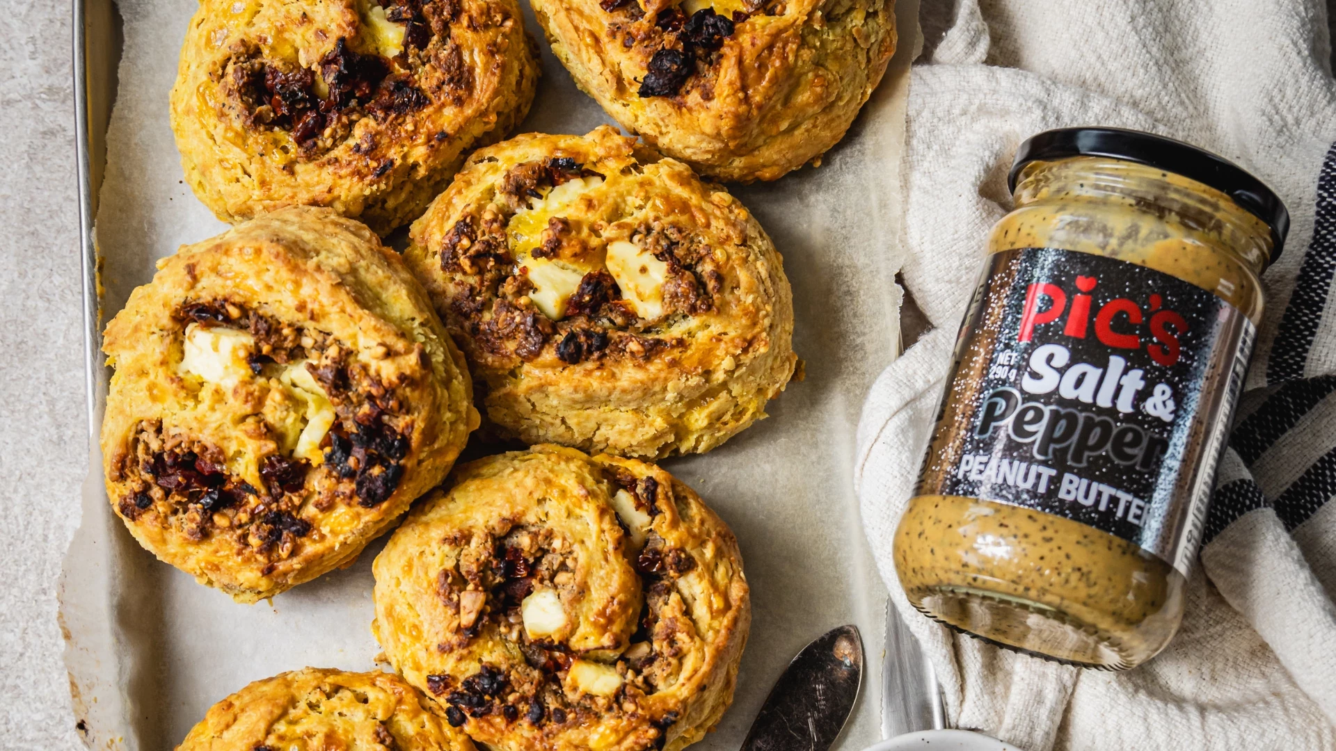 Curried Peanut Butter, Sundried Tomato &amp; Feta Scrolls